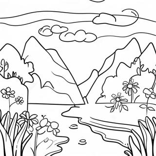 Page à colorier Scène de Nature Sublime | Page de coloriage Sublime