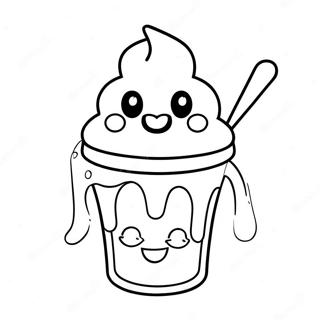 Page à colorier de personnage de yaourt drôle avec un sourire | Page de coloriage Yaourt