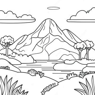 Page à colorier de paysage d'art pixel coloré | Page de coloriage Art Pixel