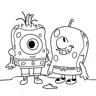 Page à colorier réconfortante de SpongeBob et Patrick | Page de coloriage SpongeBob Saint-Valentin