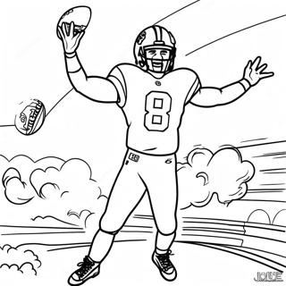 Page à colorier de Joe Burrow en action | Page de coloriage Joe Burrow