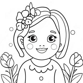 Page à colorier Nana Mignonne avec des Fleurs | Page de coloriage J'aime Nana