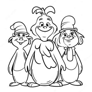 Page à colorier des personnages joyeux de Whoville | Page de coloriage Whoville