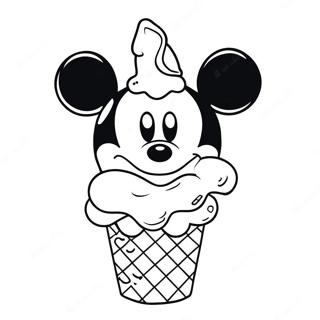 Page à colorier de cône de crème glacée de Mickey Mouse | Page de coloriage Glace Mickey Mouse