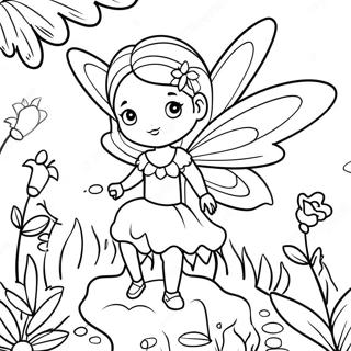 Page à colorier de la fée des fleurs magique dans un jardin | Page de coloriage Fée des fleurs