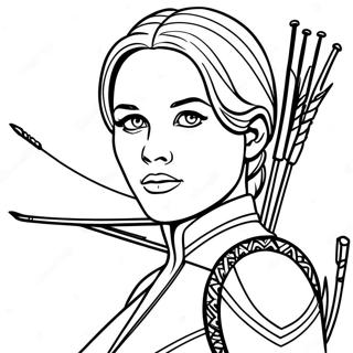 Page à colorier de Katniss Everdeen | Page de coloriage Katniss Everdeen