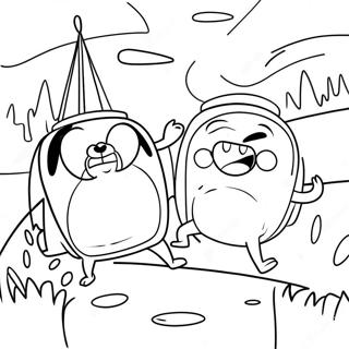 Page à colorier de l'excitante aventure de Finn et Jake | Page de coloriage Temps d'aventure