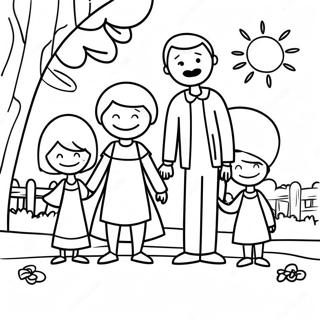 Page à colorier Famille en Bonhommes Allumettes | Page de coloriage Bâton