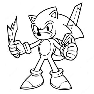 Page à colorier Sonic le Hérisson avec Excalibur | Page de coloriage Excalibur Sonic