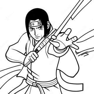 Itachi Naruto dans une page à colorier de bataille | Page de coloriage Itachi Naruto