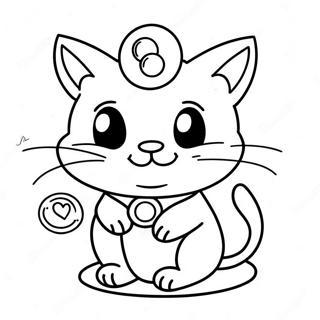 Page à colorier Meowth mignon avec une pièce | Page de coloriage Meowth
