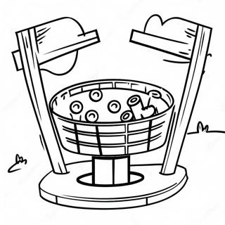 Page à colorier Panier de Disc Golf Coloré | Page de coloriage Golf de disque