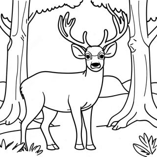 Page à colorier Cerf Mulet majestueux dans la forêt | Page de coloriage Cerf mulet