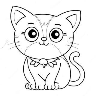 Page à colorier Chat Pop mignon avec de grands yeux | Page de coloriage Chat Pop