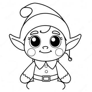 Page à colorier Elfe de Noël mignon | Page de coloriage Noël Facile