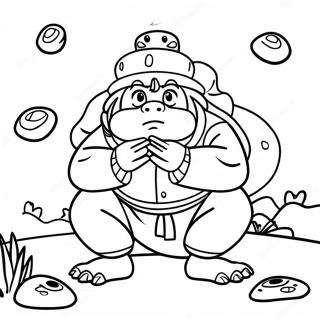 Page à colorier de Jiraiya invoquant des grenouilles | Page de coloriage Jiraiya