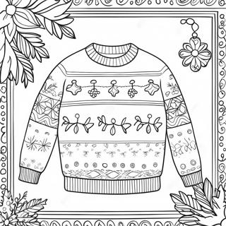 Page à colorier de pull de Noël | Page de coloriage Pull de Noël