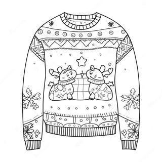 Page à colorier de pull de Noël festif | Page de coloriage Pull de Noël