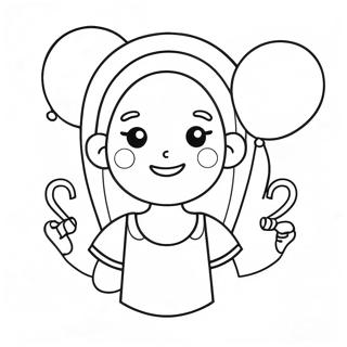 Hannah avec des ballons colorés - Page à colorier | Page de coloriage Hannah