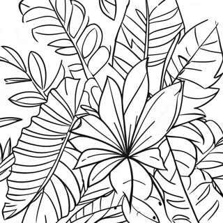 Page à colorier de feuilles tropicales | Page de coloriage Botanique