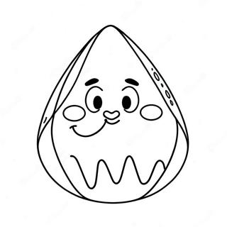 Page à colorier de Hershey Kiss mignon avec un visage souriant | Page de coloriage Baiser Hershey