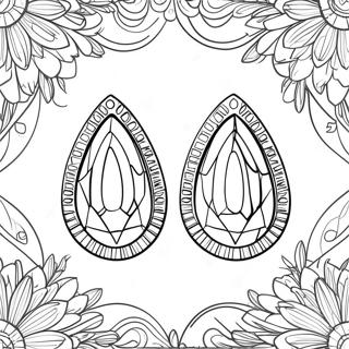 Page à colorier Boucles d'oreilles en diamant étincelant | Page de coloriage Boucles d'oreilles