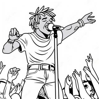Page à colorier Lil Uzi Vert en performance sur scène | Page de coloriage Lil Uzi Vert