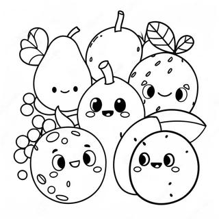 Page à colorier de fruits de dessin animé mignons | Page de coloriage Nourriture Simple