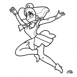 Page à colorier de Sailor Jupiter dans une pose dynamique | Page de coloriage Sailor Jupiter