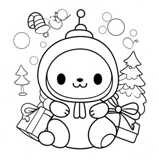 Page à colorier des personnages Sanrio de Noël | Page de coloriage Noël Sanrio