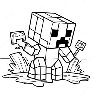 Page à colorier d'un mutant Creeper de Minecraft | Page de coloriage Creeper mutant Minecraft