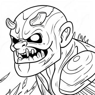 Page à colorier d'un mutant Creeper en colère | Page de coloriage Creeper mutant Minecraft