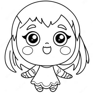 Page à colorier d'une mignonne fille monstre avec de grands yeux | Page de coloriage Fille monstre