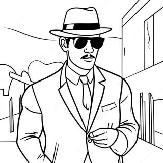 Page à colorier d'agent secret furtif déguisé | Page de coloriage Agent Secret