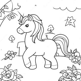 Page à colorier Maison de Licorne Magique | Page de coloriage Maison Licorne