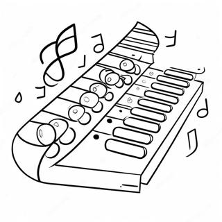 Page à colorier de xylophone coloré avec des notes de musique | Page de coloriage Xylophone
