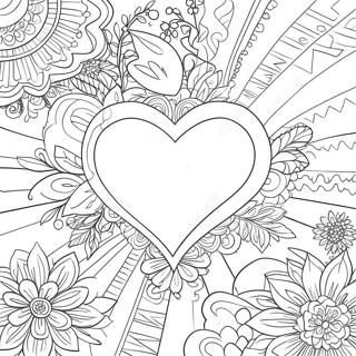 Page à colorier de cœur vintage pour la Saint-Valentin | Page de coloriage Valentin Vintage