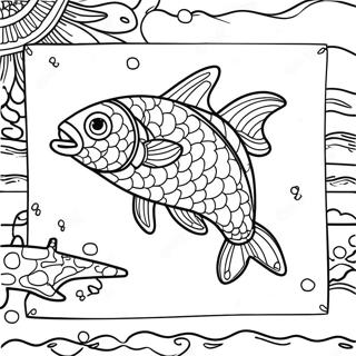 Page à colorier d'appâts de pêche aux couleurs vives | Page de coloriage Appât de pêche