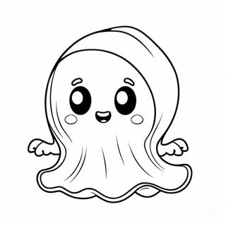 Page à colorier de mignon petit fantôme d'Halloween | Page de coloriage Mini Halloween