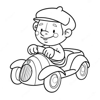 Page à colorier Noddy Conduisant sa Voiture Colorée | Page de coloriage Noddy