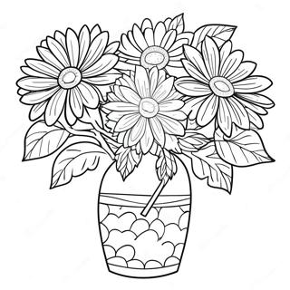 Page à colorier de beau bouquet de chrysanthèmes | Page de coloriage Chrysanthème
