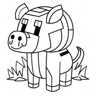 Page à colorier Mignon Piglin Minecraft avec Or | Page de coloriage Minecraft Piglin