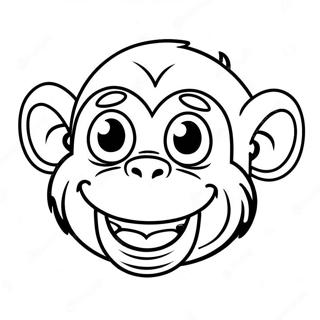 Page à colorier de visage de singe heureux | Page de coloriage Visage de Singe