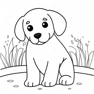 Page à colorier de chiot labrador espiègle | Page de coloriage Labrador