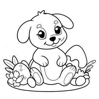 Page à colorier de chiot de Pâques | Page de coloriage Chiot de Pâques