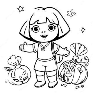 Page à colorier Dora Halloween | Page de coloriage Dora Halloween
