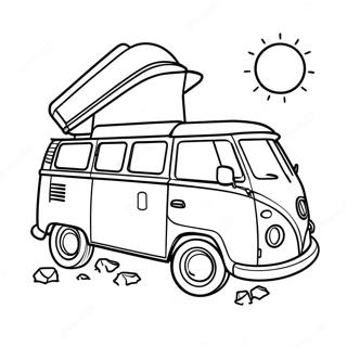 Page à colorier de van de camping | Page de coloriage Camping-car