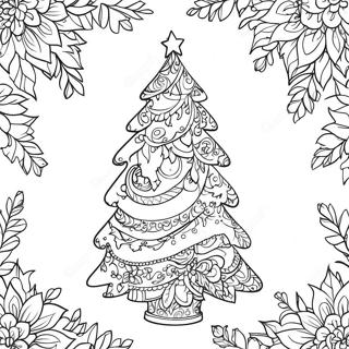Page à colorier Arbre de Noël détaillé | Page de coloriage Noël Détailé