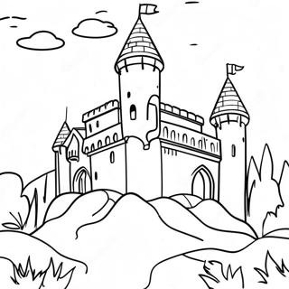 Page à colorier de château médiéval | Page de coloriage Médiéval