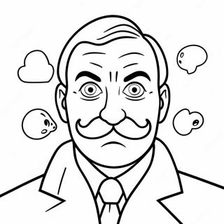 Page à colorier d'un père strict bizarre avec une moustache | Page de coloriage Père Strict Bizarre